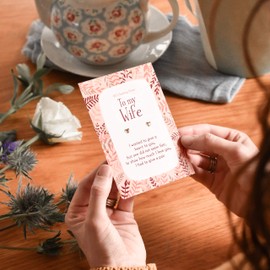 Rose gold heart stud earrings for my wife | I love you gift for partner from husband on valentines day anniversary birthday or xmas christmas presents | cards for her women