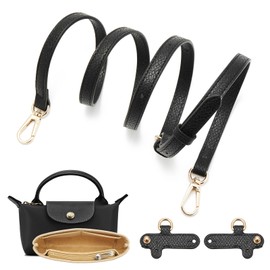 DEVPSISR 2 Sets Mini Bags Shoulder Strap Kit and Organizer Organizer Compatible with Longchamp,Punch-Free Adjustable Buckle Strap,Felt Handbag Dividers for Inside Purse Black