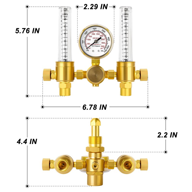 MEANLIN MEASURE Argon Regulator Flow Meter,CGA580 Inlet Connection,5/8" x 18RH