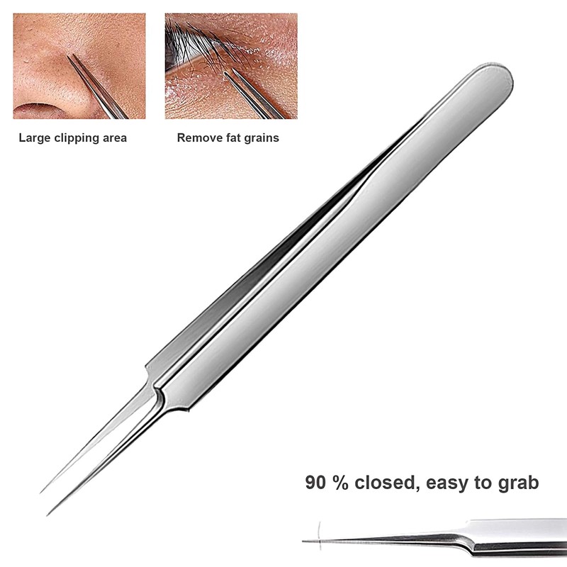 WSYUB Blackhead Tweezers, Blackhead Extractor, Pimple Popper Tool Kit, 3