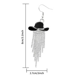 AGDGV Western Cowgirl Earrings - Gold Plated Hoop Dangle Earrings with Rhinestone & Enamel Hat, Cowboy Hat Earrings for Women, 70s Costume Vintage Jewelry, Bandana Cowgirl Accessories