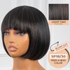 ToyoTress Black Mix Brown Bob Wig With Bangs - 8