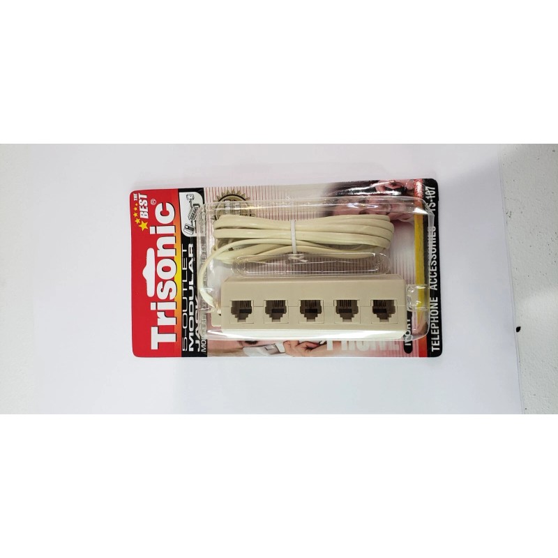 Trisonic 5-Outlet Modular Jack TS-107 Telephone Line Splitter Cable