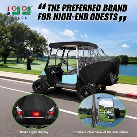 10L0L Golf Cart Enclosure for Club Car Precedent 4 Passenger, Fits 57'' Roof with 4-Side Zipper Doors, 360° Panoramic Windows & Security Side Mirror Openings