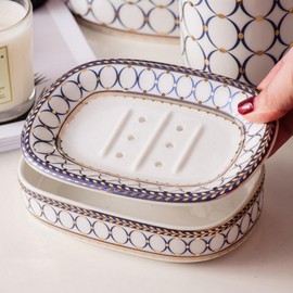 Premium Ceramic Bathroom Soap Dish Holder with Drainage for Interior Decor Type4 10ea