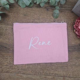 Beste Tagesmutter - Baumwolle Kosmetiktasche, Lehrerin Geschenk, Stifttasche, Make Up Tasche, Organizer (Rosa, weiß)