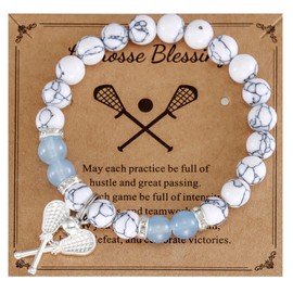 AHAETH Lacrosse Lover Gifts for Women Men Coach Team Mom Lacrosse Player Lacrosse Bracelet