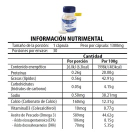 Naturagel Calcio Con Vitamina D3 Y Omega 3, 30 Capsulas 1.3g Sabor Sin Sabor