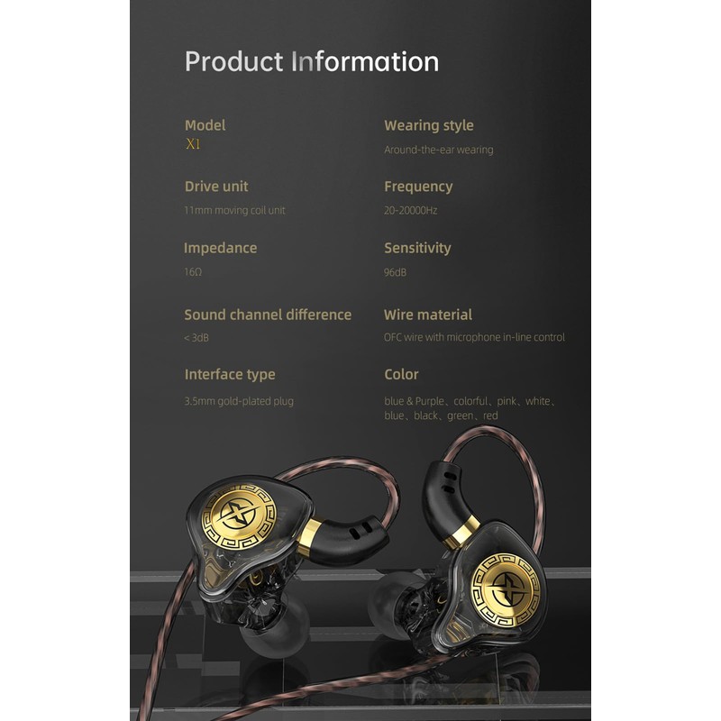 FEDAI Auriculares intraurales X1, con unidad de bobina móvil de