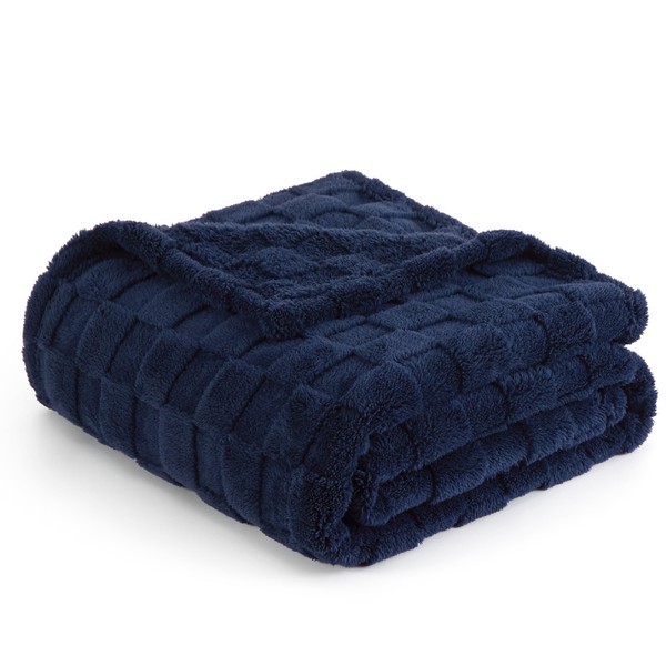 Bedsure Fleece Throw Blanket for Sofa - Soft Checkered Single