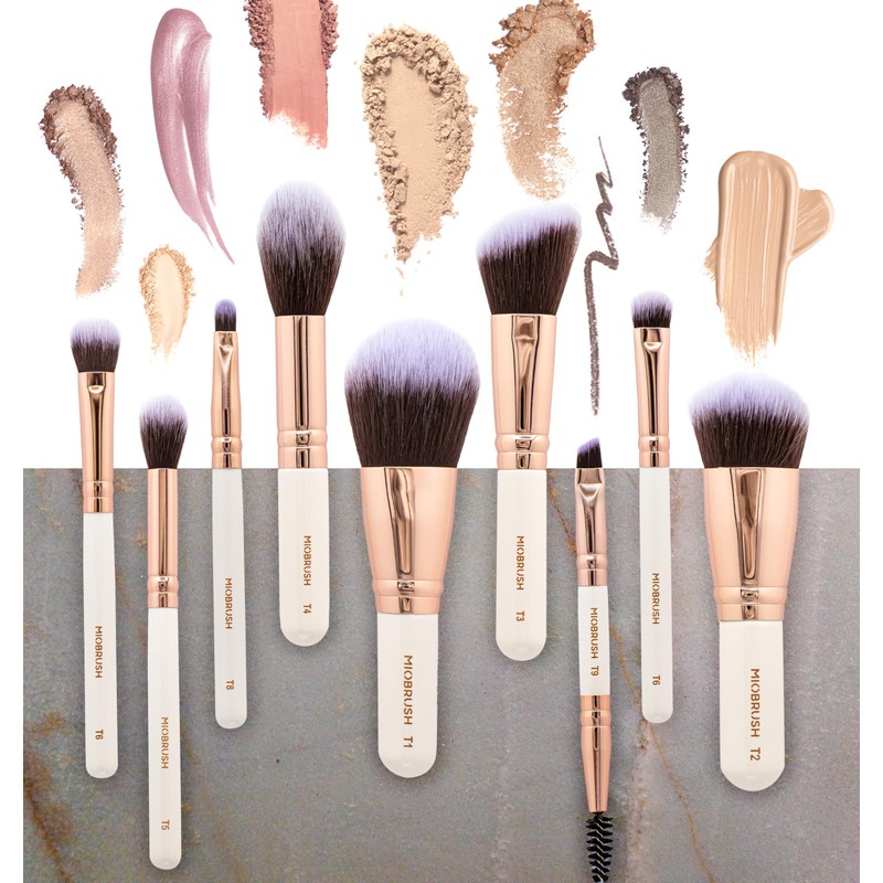 Miobrush Professional Makeup Brushes for Travel 9 Piece Set Professional