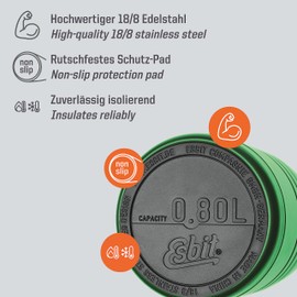 Esbit Majoris Thermal Food Container 800 ml in Apple Green Stainless Steel for Hot and Cold Food