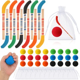 Noveread 72 Pcs Hockey Party Favors Include 24 Hockey Pencils with Erasers 24 Balls 24 Bags Stick Pencils Foam Balls Gifts for Birthday Party Prize