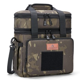 HSHRISH Lunch Box for men, Large Expandable Insulated Lunch Bag, Durable Waterproof Leakproof Tactical Cooler Bag for Men Work Beach Picnic Trips, 24 Cans/16 L, Black-Camo