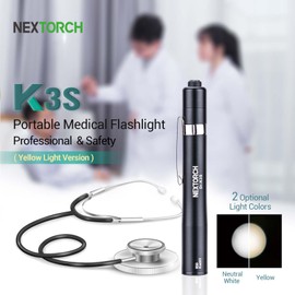 NEXTORCH Dr.K3S Pen Light, Yellow Light Source Pocket Flashlight Nurse Accessories for Work, Medical Assistant Gifts, Nursing School Essentials, Helper at Home