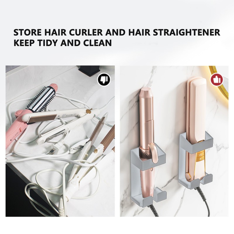 Wall Mounted Hair Curler Holder Stainless Steel Space Saving Curling