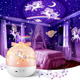 Unicorn Night Light Baby Sensory Lights +15 Films+10 White Noises,144 Lighting Modes Unicorn Gifts for Girls,Sensory Lights Baby Night Light Projector,Baby Sensory Lights for Babies,Unicorn Lamp Decor