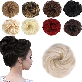 onemily Messy Bun Hair Piece Messy hair Chignon for Women Synthetic Updo Buns Natural Looking Hair Scrunchies for Daily Wear 1PC(White Blonde)