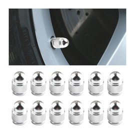 BELOMI 12 Pcs Auto Valve Stem Caps, Aluminum Alloy Colorful Tire Valve Covers, DustProof Metal Air Valve Lids for Car, Truck, Motorcycle, Bike, Universal Vehicle Accessories (Silver)