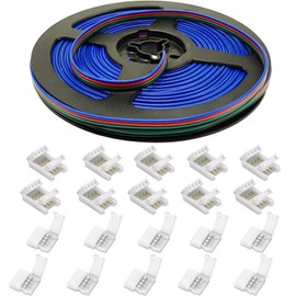 LED Strip Extension Wire Cable Kit-AWSOM LED Strip Wire Solderless LED Connectors 4Pin 10mm for 5050 RGB LED Strip Lights