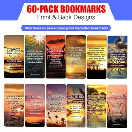 NewEights NewEights Bible Verse for Peace, Healing and Inspiration Bookmarks (10-Sets X 6 Cards) – Daily Motivational Card Set – Collection Set Book Page Clippers – Ideal for Church Events