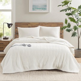 Sleep Philosophy True North Heated Electric Blanket for Cold Weather, Fast Heating, Cozy Sherpa Heated Blanket, Auto Shut Off, Virtually Zero EMF, 20 Heat Settings, UL Certified, Queen Ivory