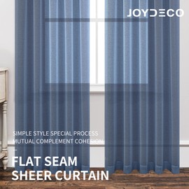 Joydeco - Juego de 2 Paneles de Cortinas Transparentes Azules de 63 Pulgadas de Largo, con Bolsillo para Barra, Cortinas largas y Transparentes para Ventana, recámara, Sala de Estar, Paneles Ligeros