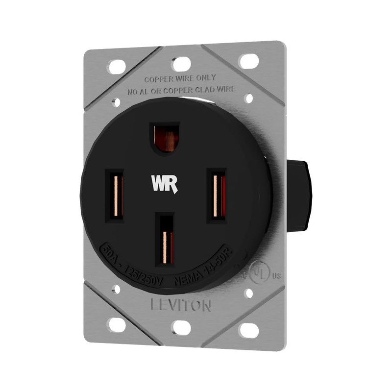 Leviton 50 Amp EV Charging Receptacle/Outlet, Heavy Duty, Weather Resistant,
