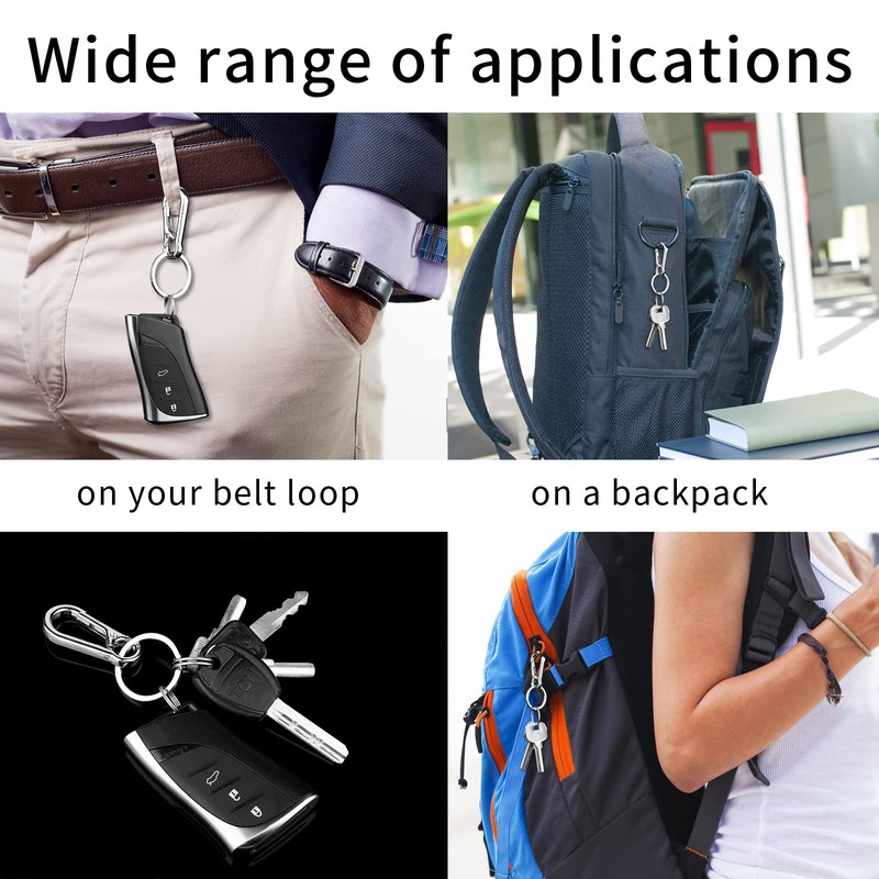 KINMINGZHU 4 Pack Hook Clip with Key Rings, Metal Keyring