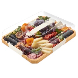 Charcuterie Board with Lid, Travel Portable Snackle Box Charcuterie Container Bamboo Cutting Boards for Candy Fruits Nuts Snacks, House Warming Gifts for Women