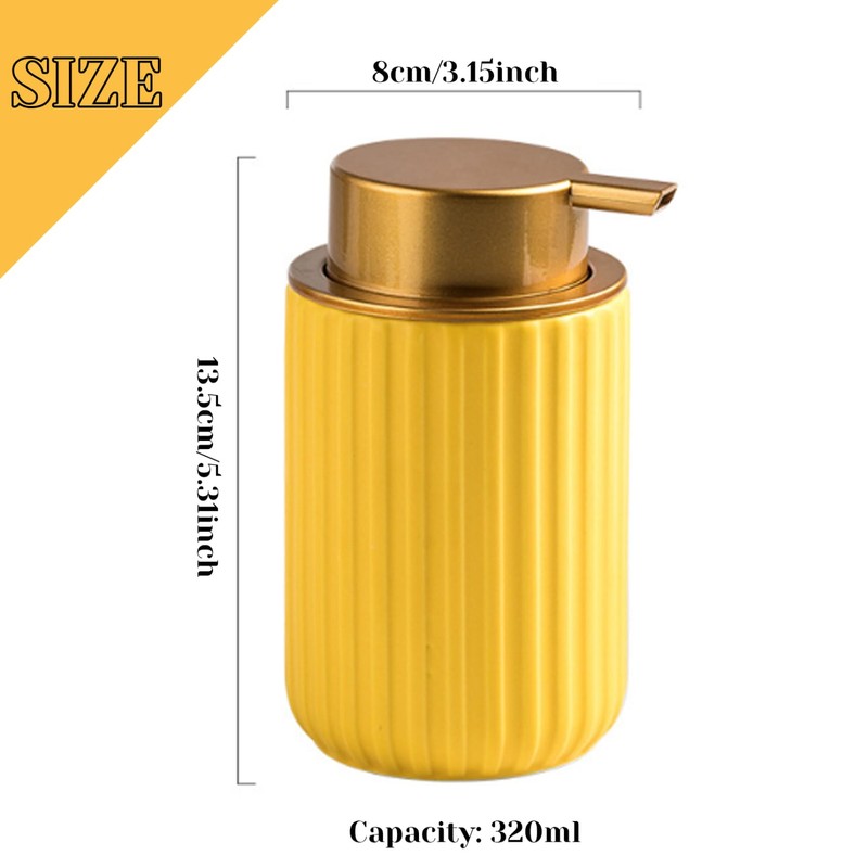 CurcKua Ceramic Foam Soap Dispenser 11Oz Refillable Yellow Foam Soap