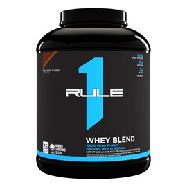 Rule 1 R1 Whey Blend, Chocolate Fudge - 5.02 lbs Powder - 24g Whey Concentrates, Isolates & Hydrolysates with Naturally Occurring EAAs & BCAAs - 66 Servings