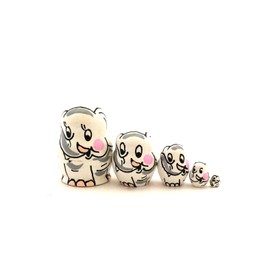 1.25" Small Miniature White Elephant Mini Nesting Dolls Russian Hand Carved Hand Painted 5 Piece/The Smallest Matryoshka in The World