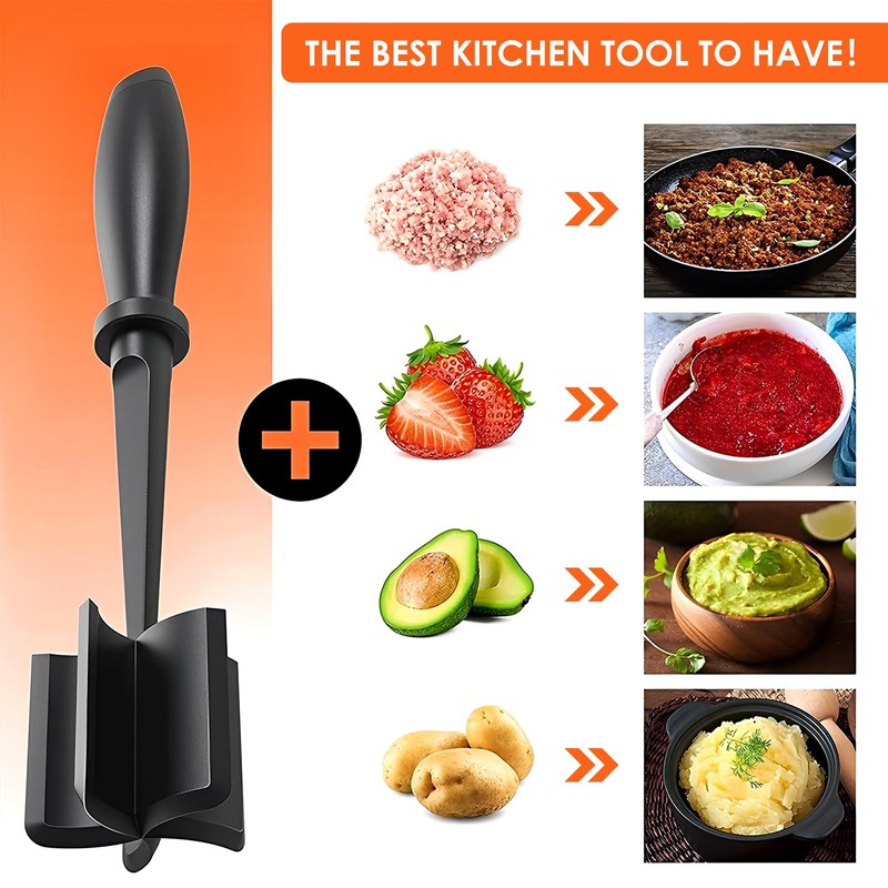 3Pcs Meat Chopper,Ground Beef Chopper with 5 Blade Head, Masher