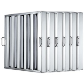 EcoExplorer Commercial Hood Filters 19.5"x15.5"x1.9" | 430 Stainless Steel with 3 Grooves | Range Hood Filters for Restaurant Kitchen Exhaust Hoods | Pack of 6