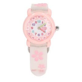 Girls' Wrist Watches 3D Cute Cartoon Waterproof Colorful Educational Girls Watches for Over 3 Years Old White