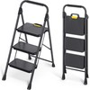 KINGRACK 3 Step Ladder, Sturdy Steel Step Stool with Anti-Slip