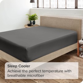 Bare Home Fitted Bottom Sheet King - Premium 1800 Ultra-Soft Microfibre - Ultra-Soft Wrinkle Free - Deep Pocket - 35 CM Deep - 15" Deep - King Fitted Sheet (King, Grey)