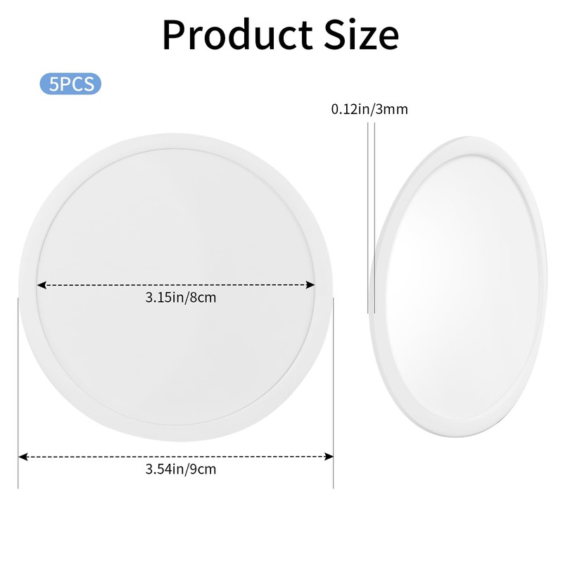 5-Pack White Silicone Coasters - Non-Slip Drink Coasters for Dining