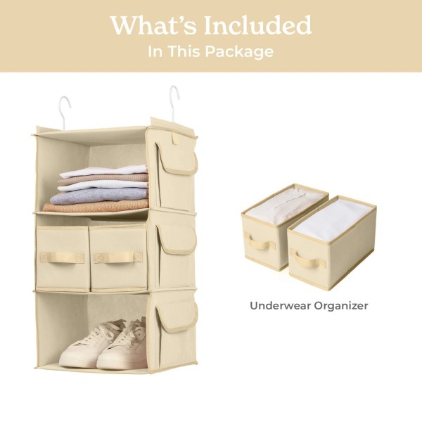 Smirly NEW! 3 Shelf Hanging Closet Organizer Hanging Shelves Hanging