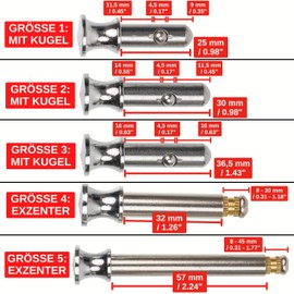 Strainer Basket Replacement Spigot, 1 Pack, for Eccentric Operation, Protrudes 27-57 mm Deep into the Drain, Diameter 8 mm Pin, Brass Pins, Compatible with Franke, Blanco Drain Fitting, Eccentric Pin