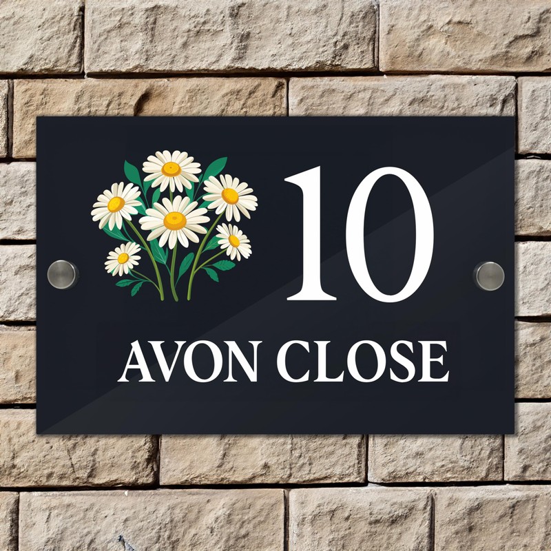 Badgemaster Modern Anthracite House Number Sign Plaque Stainless Steel Standoffs