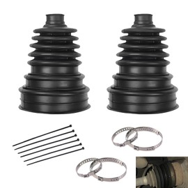 Dogary 2 PCS CV Axle Boot, Waterproof One-piece Design Tie Rod Boots with 4 Stainless Steel Clamps and 6 Cable Ties, Repair Kit for Protect Axle, Universal for Most Cars, Trucks, SUVs (Black)