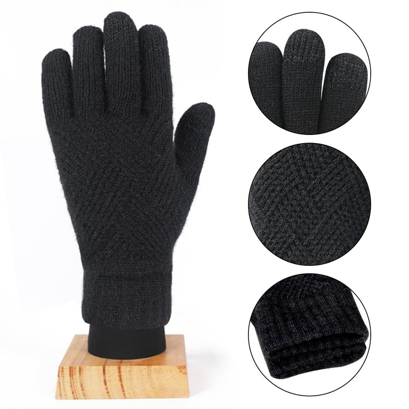 Cadimus Women's Winter Touchscreen Gloves, Thickened Winter Gloves, Double Layer