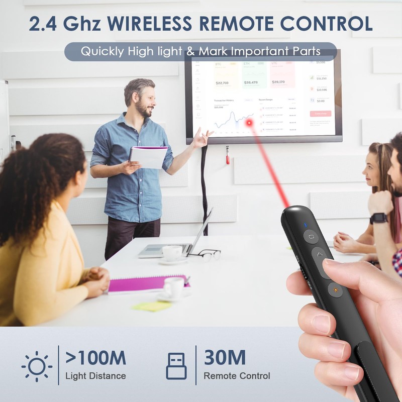 Presentation Clicker for Powerpoint Presentations,VRAJJTY Presenter Remote USB C&USB A