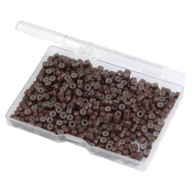 500Pcs MicroLink Beads for Hair Extensions, Micro Link Rings 5mm Silicone Lined Beads for I Tip Hair Extension Tool (Dark Brown)