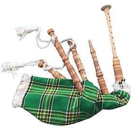Kids Playable Bagpipes – Junior Size Rosewood Cocus with Mackenzie or Irish Green Tartan Cover – Beginner Practice Bagpipe for Children, Scottish & Irish Style (Irish Green)