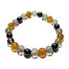 CRYSTALMIRACLE Smokey Quartz Hematite Citrine Triple Round Beaded 8 mm