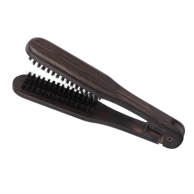 Professional Hairdressing Comb Double Brushes Wooden Anti static Hair Straightener