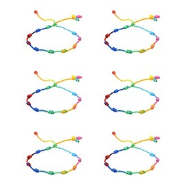 COLORFUL BLING 6Pcs Braided Red Cord Knot String Bracelet Amulet for Protection Adjustable Rainbow Strand Thread Kabbalah Ankle Bracelet Good Luck for Friendship Family Jewelry-A Rainbow